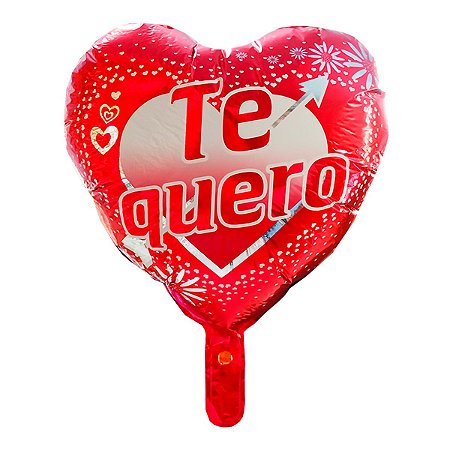Balão Te quero Coração Metalizado Vermelho Decorativo