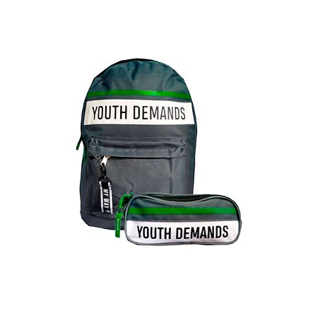 Kit Mochila + Estojo Youth Demands Verde Clio Style