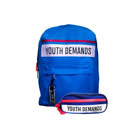 Kit Mochila + Estojo Youth Demands Azul Clio Style