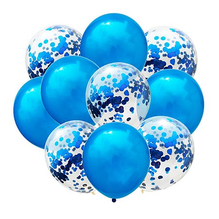 Kit Balão Green Mix Party com Confete Azul Decorações 10un