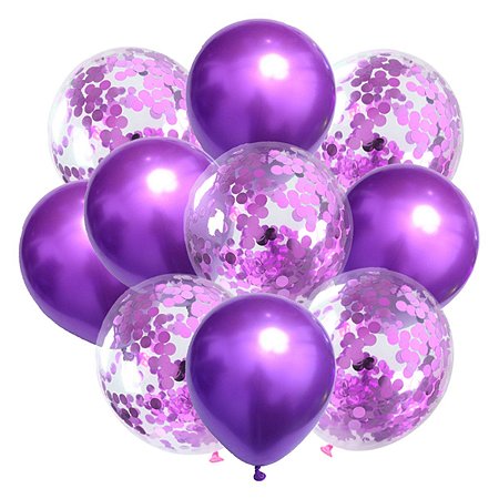 Kit Balão Green Mix Party c/ Confete Violeta Decorações 10un