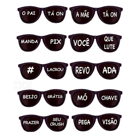 Óculos new wave com frases Preto 5Un