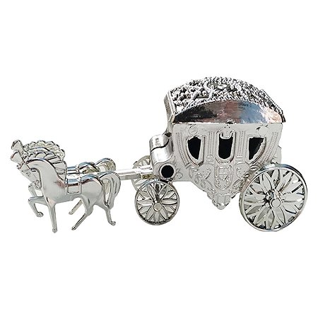 Mini Carruagem Lembrancinha de Prata 13cm