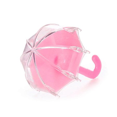Mini Guarda Chuva Rosa Lembrancinha Acrílico 10cm