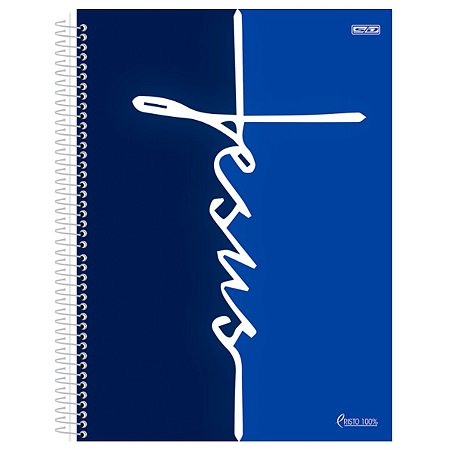Caderno Jesus Azul e Preto 1 Materia 80 Folhas - SD
