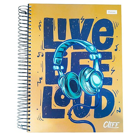 Caderno Live Life Loud Bege 15 Matérias 240 Folhas - Foroni