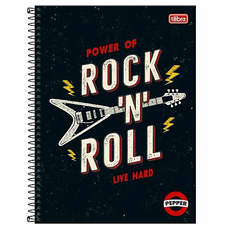 Caderno Rock 'N' Roll 10 Matérias 160 Folhas Preto