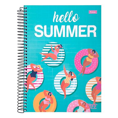 Caderno Hello Summer Verde 15 Matérias 240 Folhas