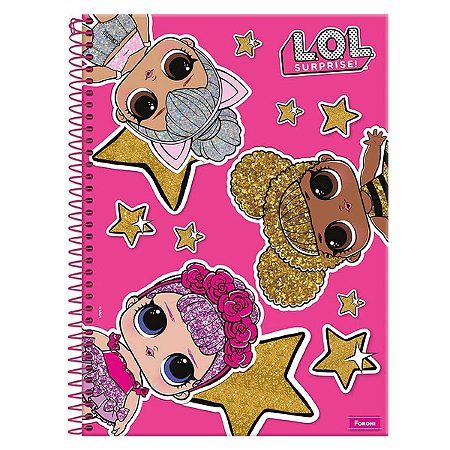 Caderno lol Surprise Rosa 1 Matéria 96 Folhas