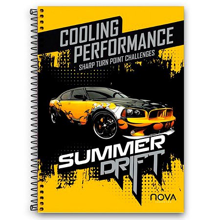 Caderno Summer Drift Amarelo 10 Matérias 200 Folhas