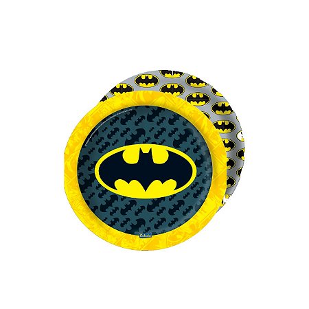 Prato Redondo Descartável Batman 18cm C/ 8 Un Festcolor
