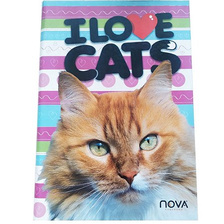 Caderno 96 Folhas Aramado I love cats