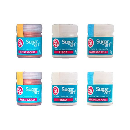 Kit Pó Comestível Para Confeitar SugarArt 5 unidades