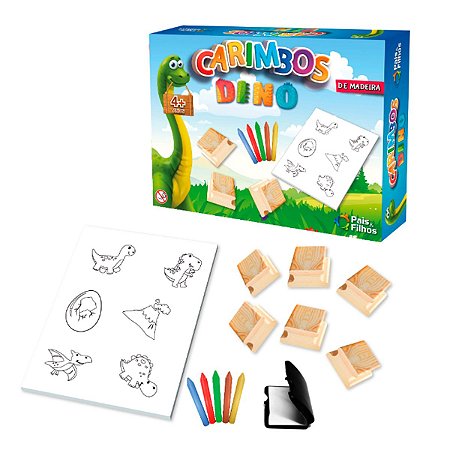 Carimbos Dino Dinossauro de Madeira - Pais e filhos