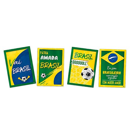 Quadros Decorativos Copa do mundo Brasil 2022 4 Unidades