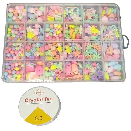Kit Miçanga DIY Beads Estojo C/24 Cavidades DD2108