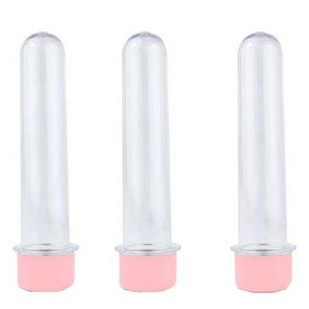 Tubete Lembrancinha Rosa Acrílica 13cm 10Un