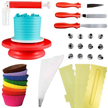 Kit Confeitaria 1 Boleira Espátula Borrifador