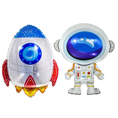 Balão Metalizado 17'' Astronauta e Foguete
