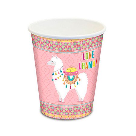 Copos Descartáveis Love Lhama 180ml C/ 8Un Junco