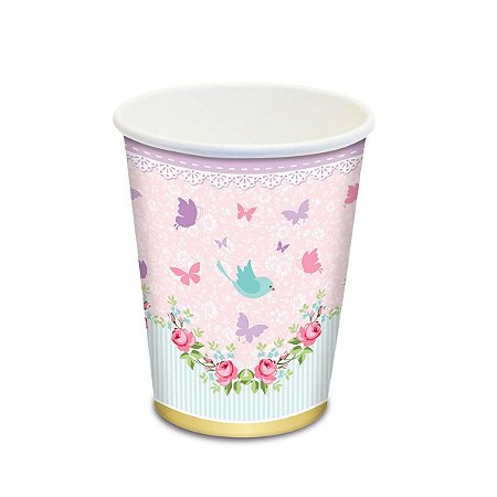 Copos Descartáveis Jardim Encantado 180ml C/ 8Un Junco