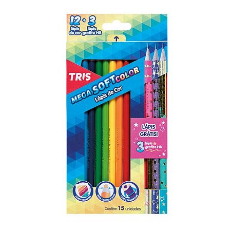 Lápis de cor 15un - Mega Soft Color - TRIS