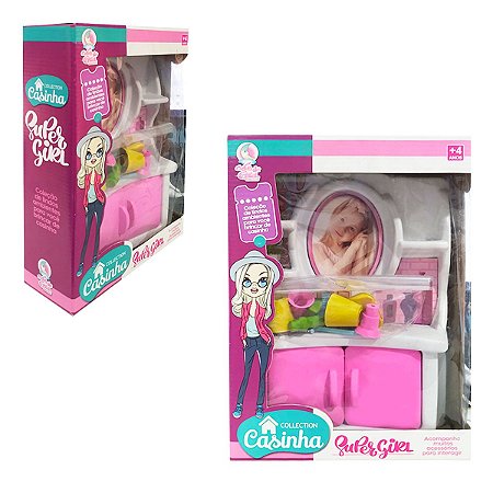 Brinquedo Super Girl Penteadeira Rosa  - Lua
