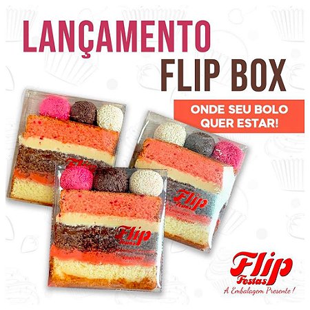 Embalagens p/ Bolo Flip Box Transparente Cake Docinhos 20Un