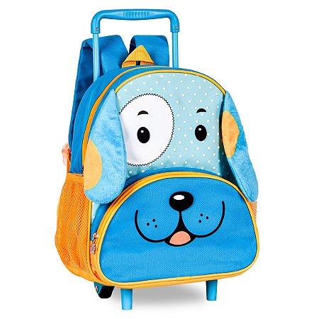 Mochila Infantil de Rodinhas Cachorro Azul 13'' - Clio - Shop Macrozao