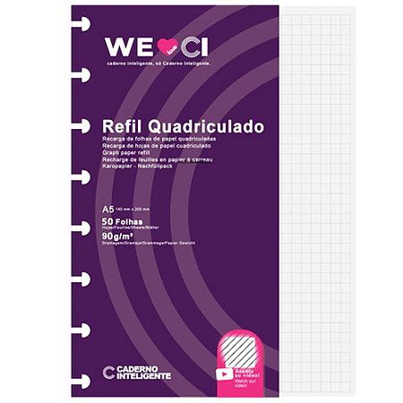 Refil Quadriculado A5 - Caderno Inteligente