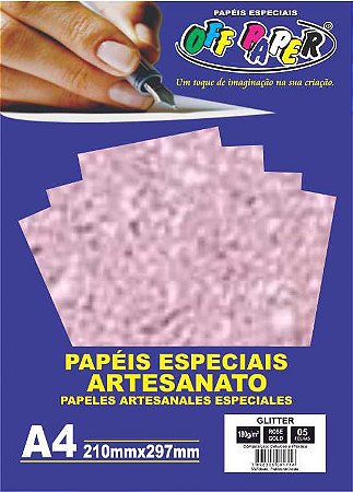Papéis Especiais Glitters A4 210x297mm Rose Gold 5F