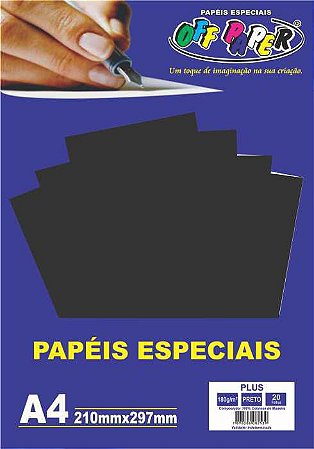 Papéis Especiais Plus A4 210x297mm Preto 20F 180g