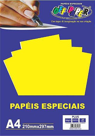 Papéis Especiais Plus A4 210x297mm Amarelo 20F 180g