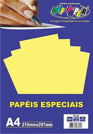 Papéis Especiais Plus A4 210x297mm Amarelo Lumi 20F 120g