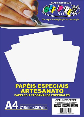 Papéis Opaline/offset A4 210x297mm 240g 50 Folhas