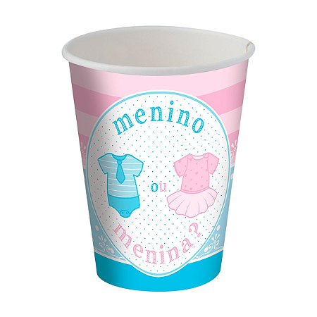 Copos Chá de Revelação Menino ou Menina 300ml C/ 8Un