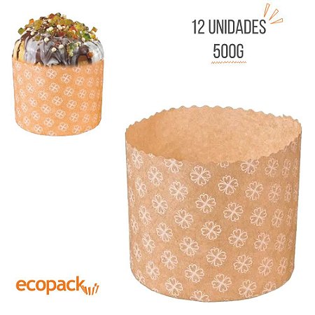 Forma de panetone 500g 12 und Kraft Decorado - Ecopack