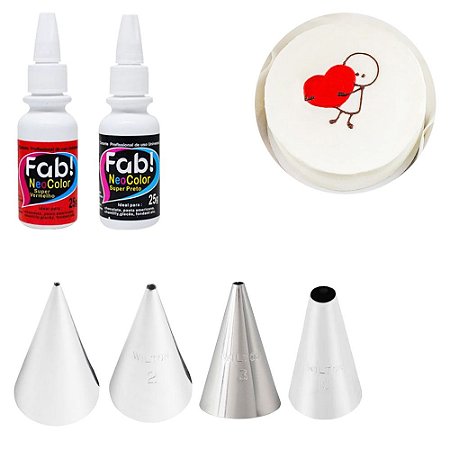 Kit Confeitaria Bentô Cake Bicos Wilton e Corante Neocolor