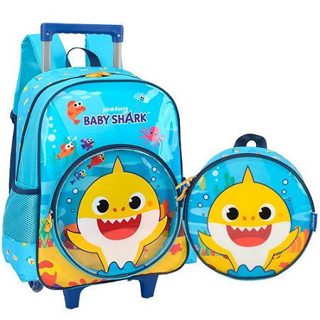Kit Mochila de Rodinha e Lancheira Baby Shark
