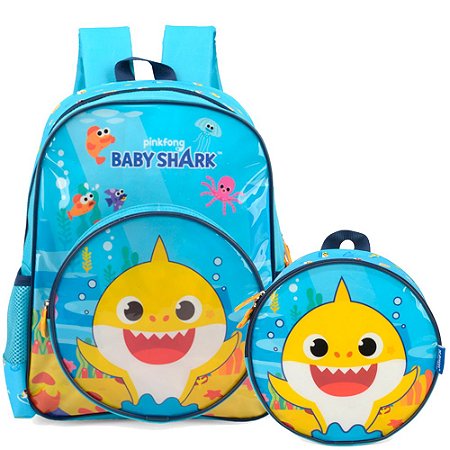 Kit Mochila e Lancheira Baby Shark Azul Claro - Luxcel