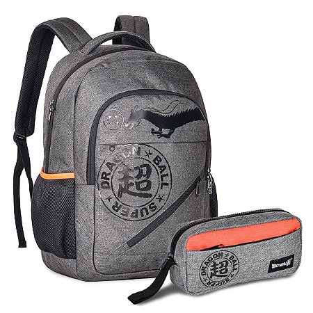 Kit Mochila de Costas e Estojo Dragon Ball Cinza - Clio