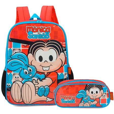 Kit Mochila Costas e Estojo Mônica e Sansão