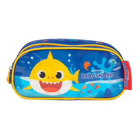 Estojo Duplo Infantil Baby Shark Azul Escuro - Luxcel