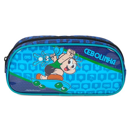Estojo Escolar Cebolinha Skate Azul - Luxcel