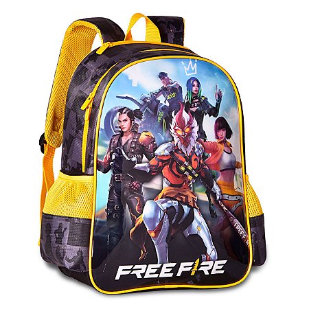 Mochila de Costas Escolar Free Fire C/ Capuz Preto - Clio