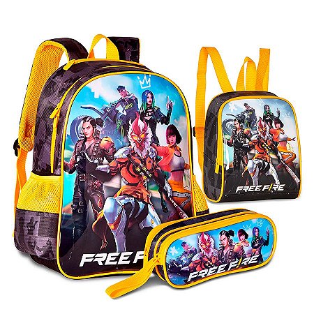 Mochila Escolar Masculino e Feminino Free Fire