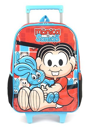 Mochila de Rodinhas Mônica e Sansão Vermelha - Luxcel
