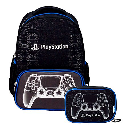 Kit Mochila de Costas Playstation X Ray + Estojo Box Grande