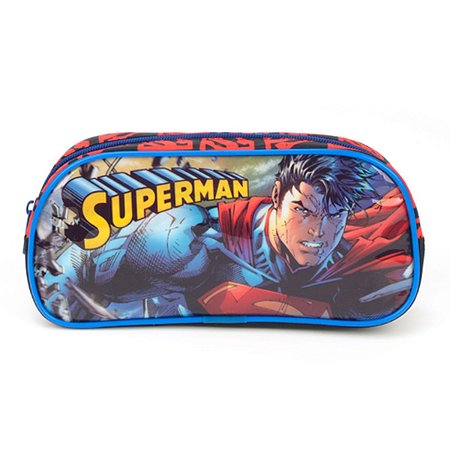 Estojo Escolar Infantil Superman Azul  - Luxcel