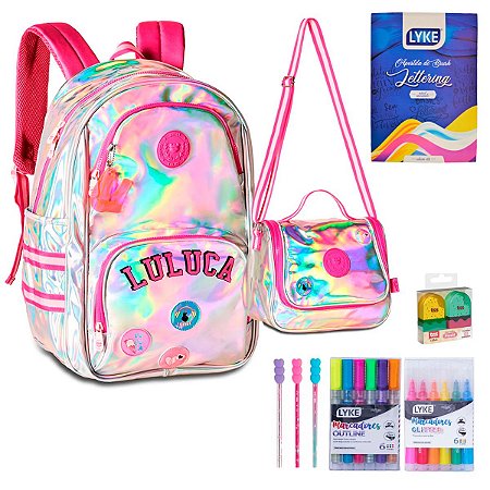Mochila de Costas + Lancheira + Apostila e Canetas Luluca